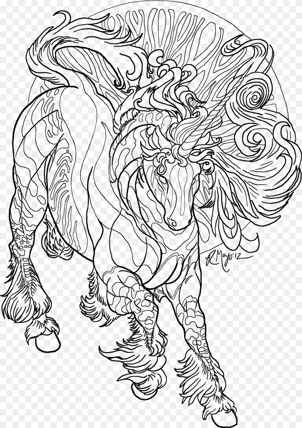 Line Art Coloring Pages Coloring Pages For Adults Unicorn, Silhouette Png Image