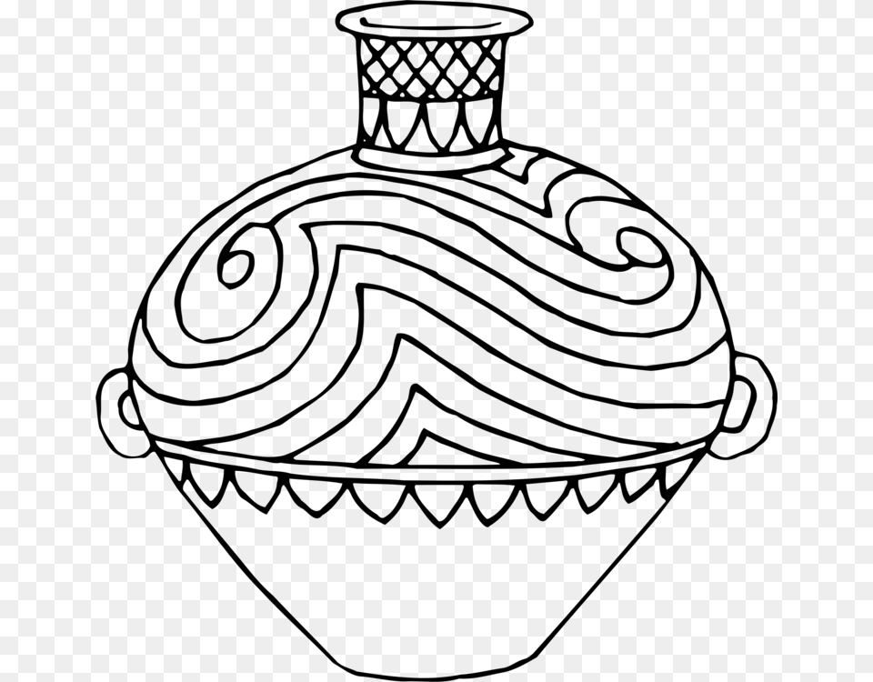 Line Art Drawing Black And White Vase Painting, Gray Free Png