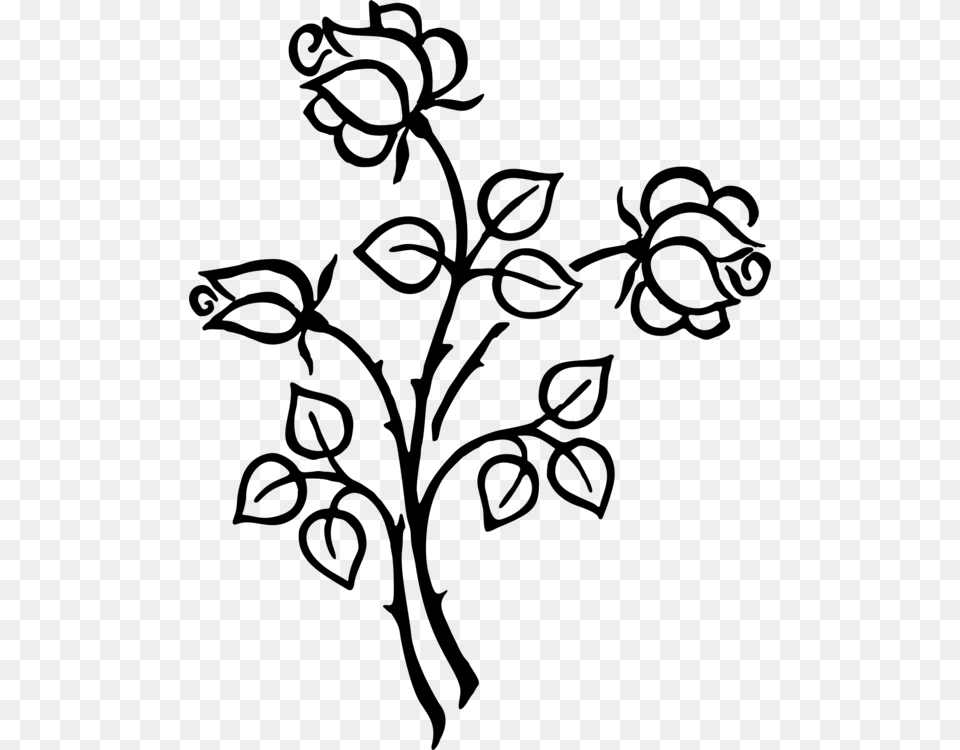 Line Art Drawing Floral Design Silhouette, Gray Png Image