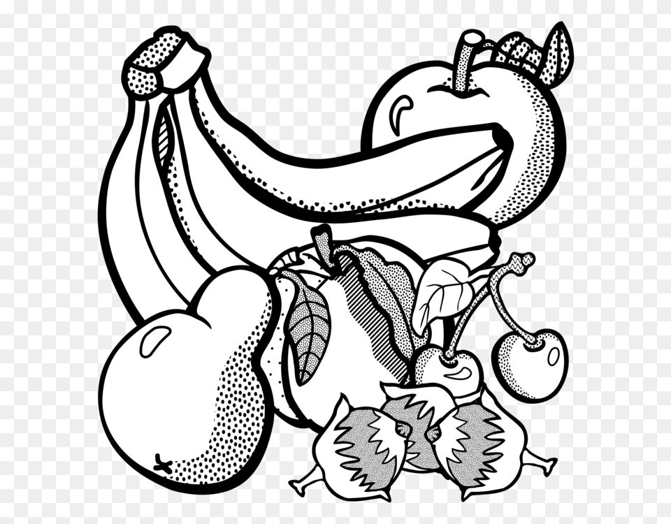 Line Art Drawing Fruit Black And White Banana, Food, Plant, Produce, Baby Free Png Download