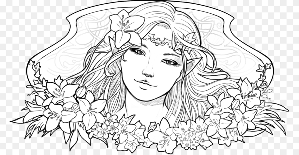 Line Art Elf Drawing Fairy Line Art Elf, Adult, Wedding, Person, Head Free Png Download