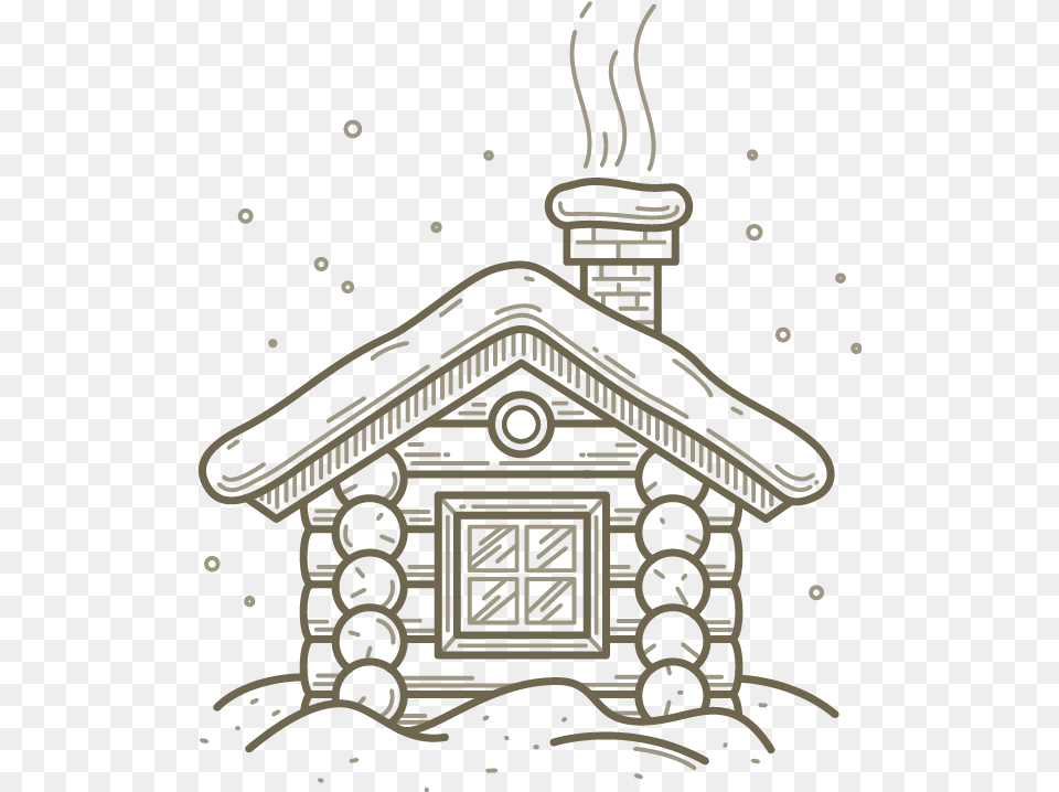 Line Art Hand House With Chimney Drawing, Outdoors, Architecture, Building, Housing Free Png Download