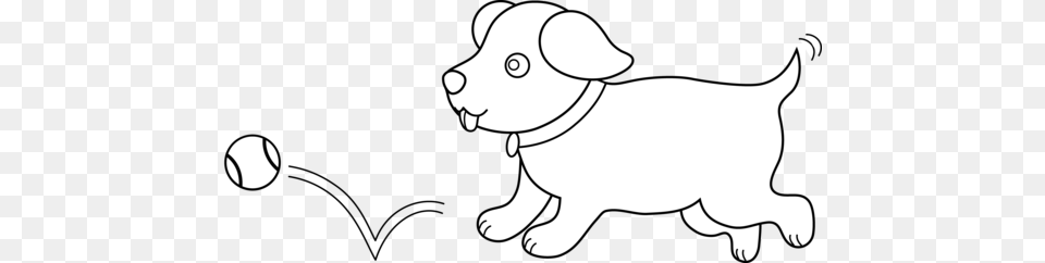 Line Art Of Puppy Playing Fetch Outline Picture Of A Puppy, Animal, Pet, Mammal, Dog Free Png Download