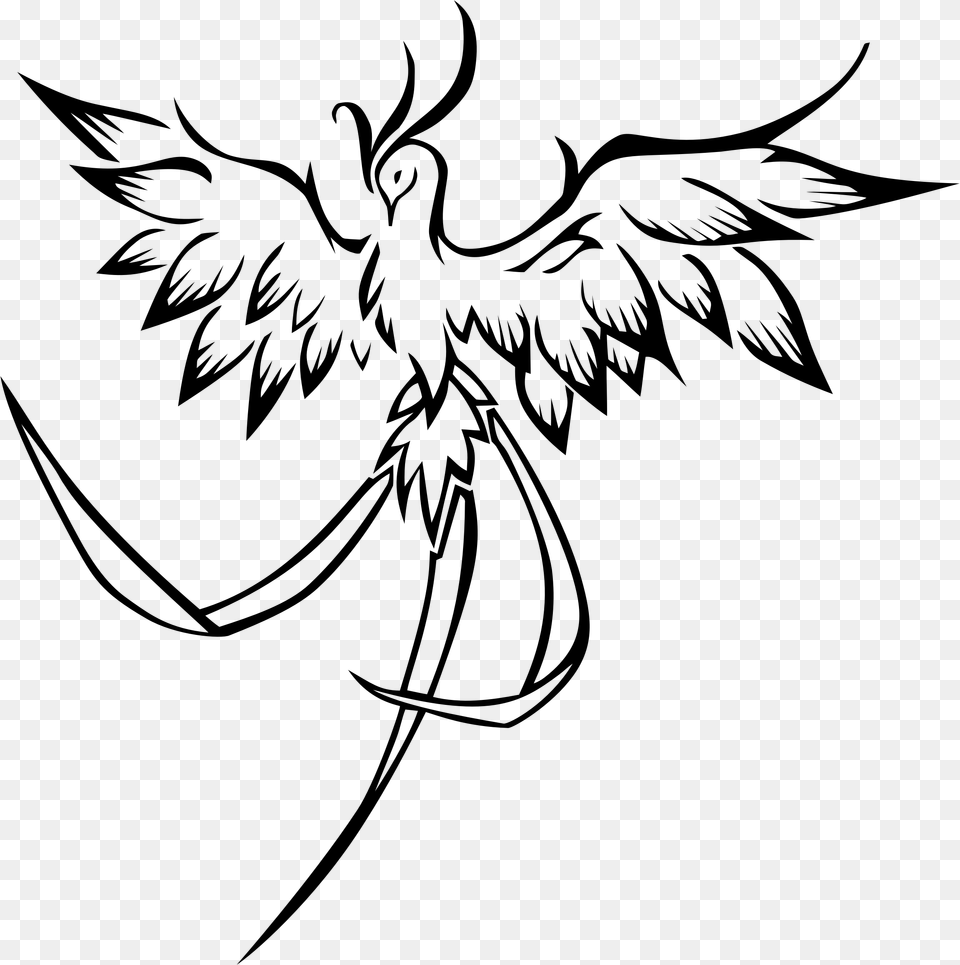 Line Art Phoenix Bird Vector Clipart Image, Lighting Free Png