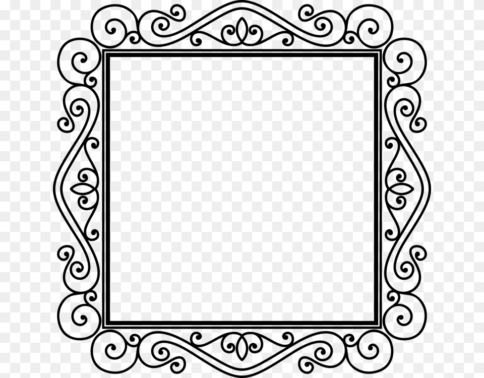 Line Art Picture Frames Octagon Flower, Gray Free Png