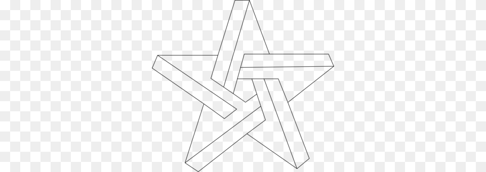 Line Art Star Triangle Optical Illusion Impossible Star, Gray Png