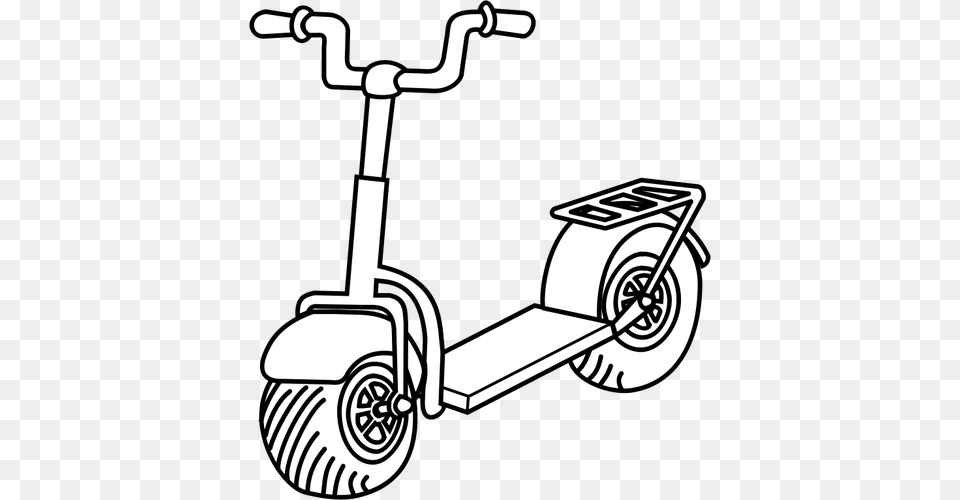 Line Art Vector Image Of Kick Scooter, Transportation, Vehicle, Device, Grass Free Png
