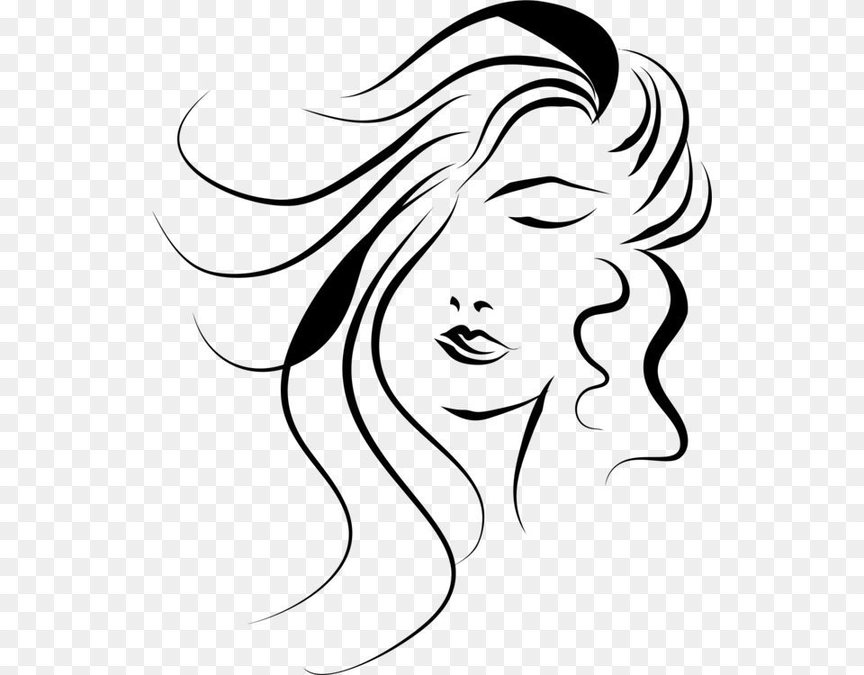 Line Art Woman Face, Gray Png Image