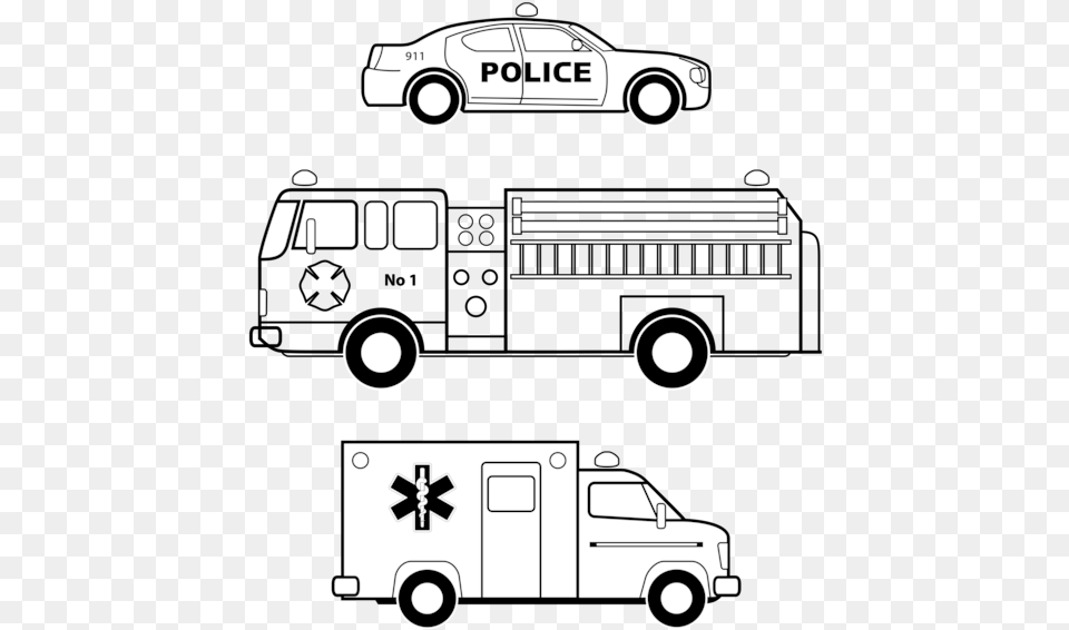 Line Artanglecompact Car Fire Truck Line Art, Transportation, Vehicle, Machine, Wheel Free Png Download