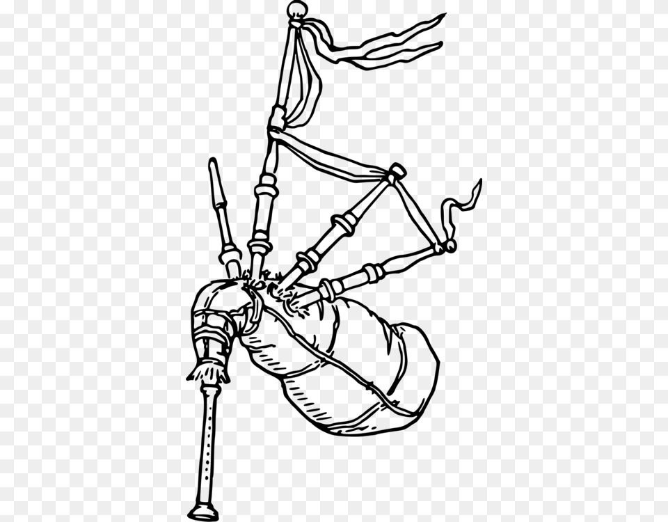 Line Artartarea Bagpipes Clip Art Black And White, Gray Free Transparent Png