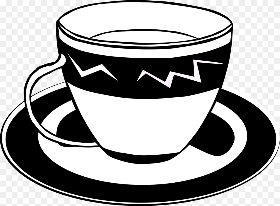 Line Artcoffeecup Tea Cup Clip Art, Saucer, Stencil, Beverage, Coffee Png Image