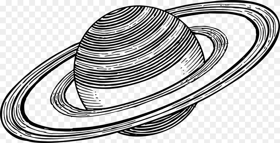 Line Artcoloring Bookblackandwhite Saturn Lineart, Gray Free Png