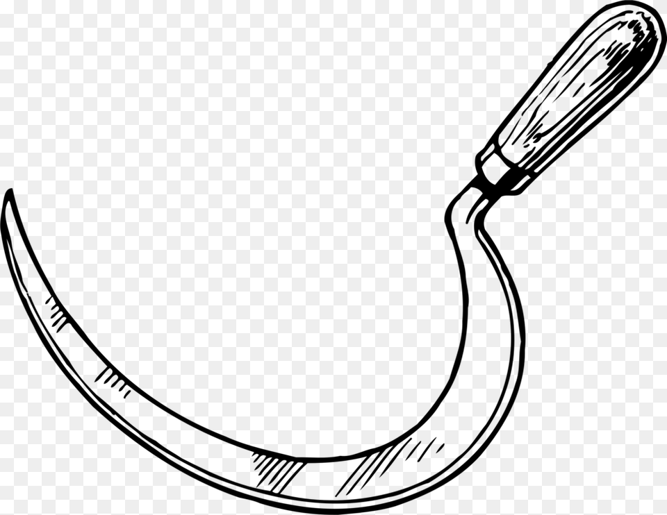 Line Artcoloring Booksickle Sickle Black And White, Gray Png Image