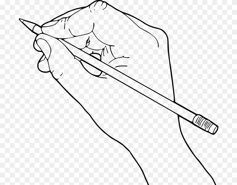 Line Artdrawingneck Hand With Pencil Drawing, Gray Free Transparent Png