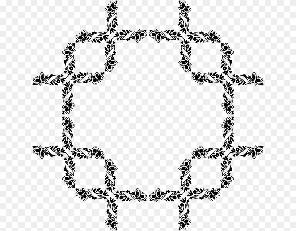 Line Artfashion Accessorysymmetry Round Black And White Border Clipart, Gray Free Png Download