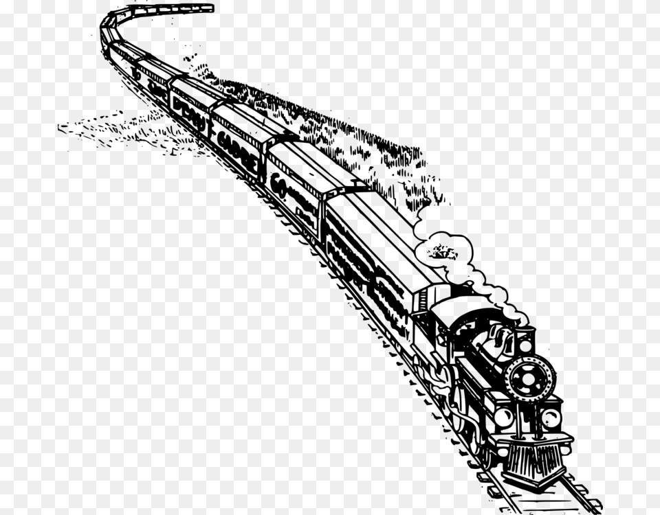 Line Arthardware Accessorymonochrome Clipart Black And White Long Train, Gray Free Png Download