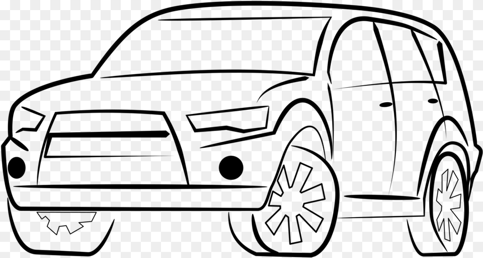 Line Arthatchbackautomotive Exterior Car Coloring Clipart, Gray Png Image