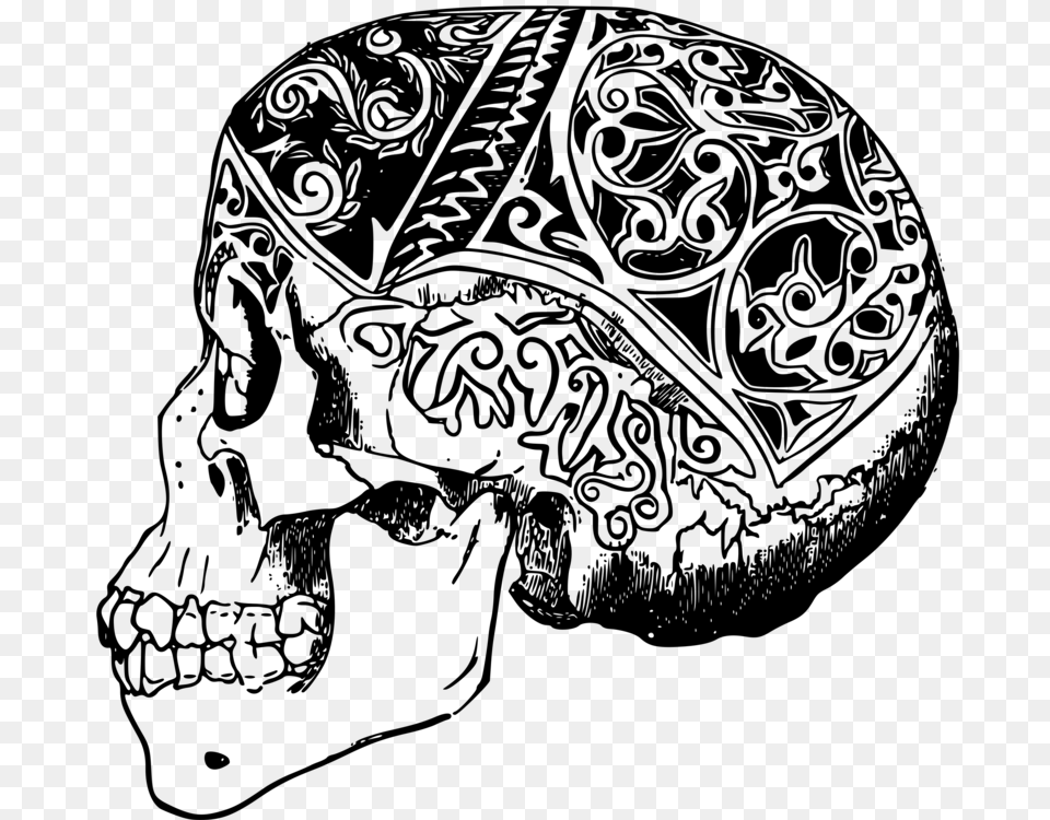 Line Artheadskull Transparent Tattoos, Gray Png Image