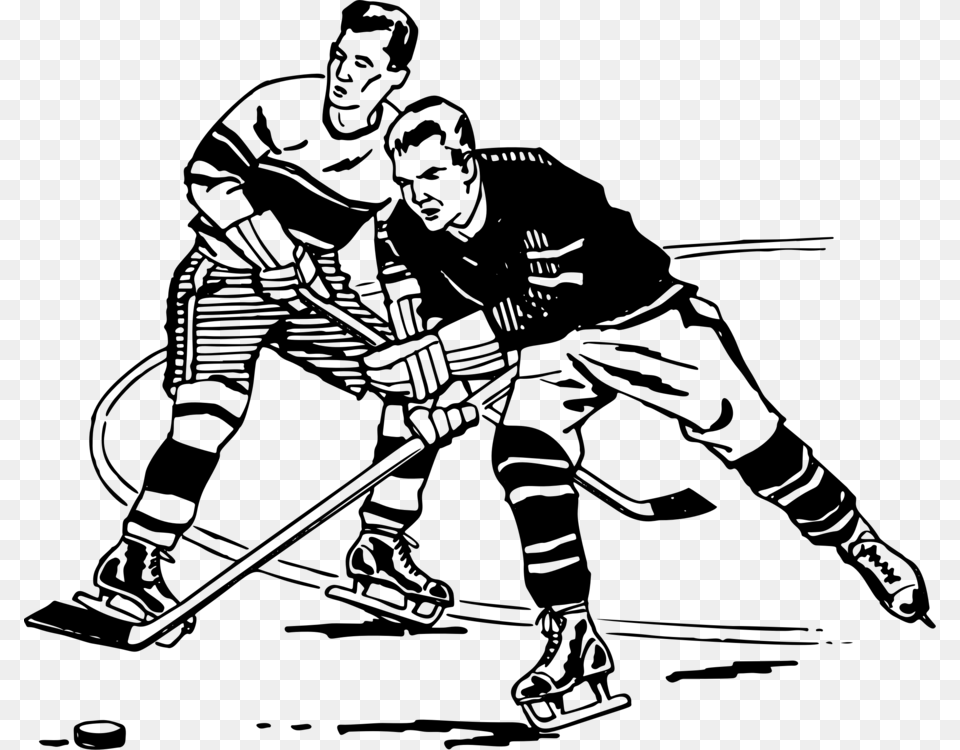 Line Artice Hockeybandy Playing Hockey Clipart Black And White, Gray Free Png Download