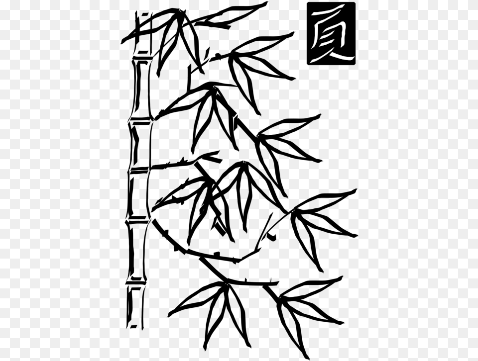 Line Artplantflora Bamboo Clip Art Black And White, Text Png