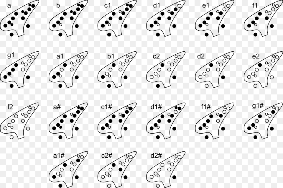 Line Artrecreationangle 12 Hole Ocarina Finger Chart, Gray Png Image