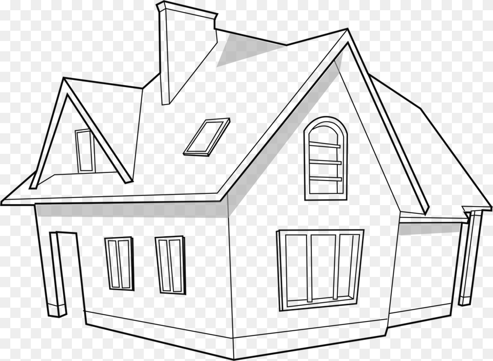 Line Artshedangle Modern House Clipart Black And White, Architecture, Building, Housing, Triangle Free Png
