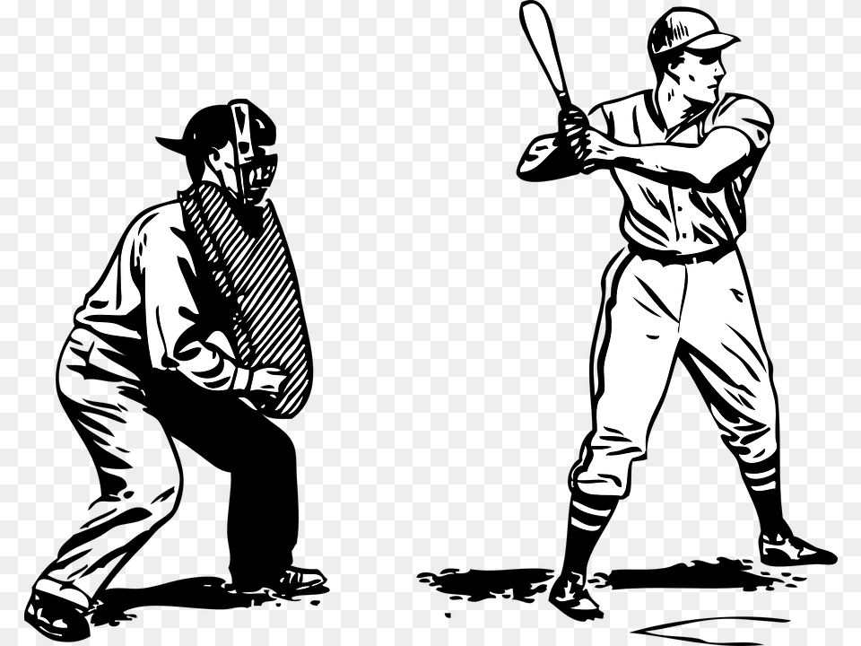 Line Artstandingbaseball Playerarmsolid Swing Batclip Umpire Baseball Clipart, Team Sport, Team, Sport, Person Free Transparent Png