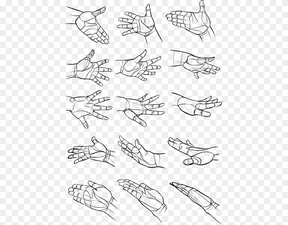 Line Artstyleart Hand Poses Drawing Reference, Gray Free Png
