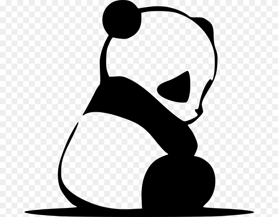 Line Artstylecoloring Book Black And White Panda Vector, Gray Png Image
