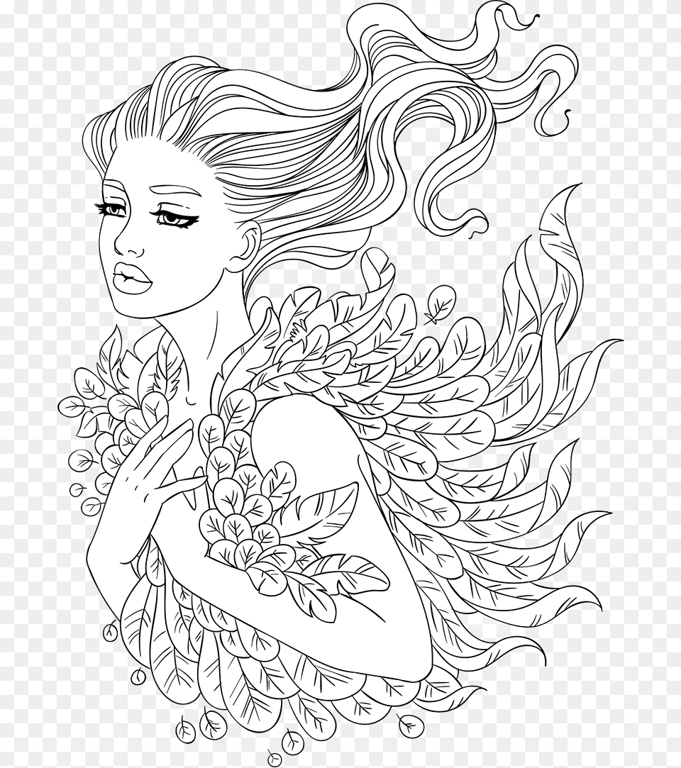 Line Artsy Adult Coloring Pages For Adults Hd, Art, Drawing, Face, Head Free Png Download