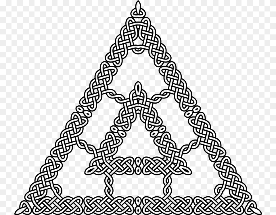 Line Arttrianglesymmetry Celtic Knot Triangle, Gray Free Png