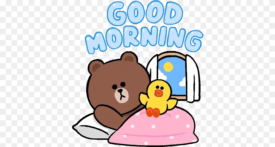 Line Cute And Soft Whatsapp Stickers Stickers Cloud Cony And Brown Good Morning, Animal, Mammal, Wildlife, Bear Free Transparent Png