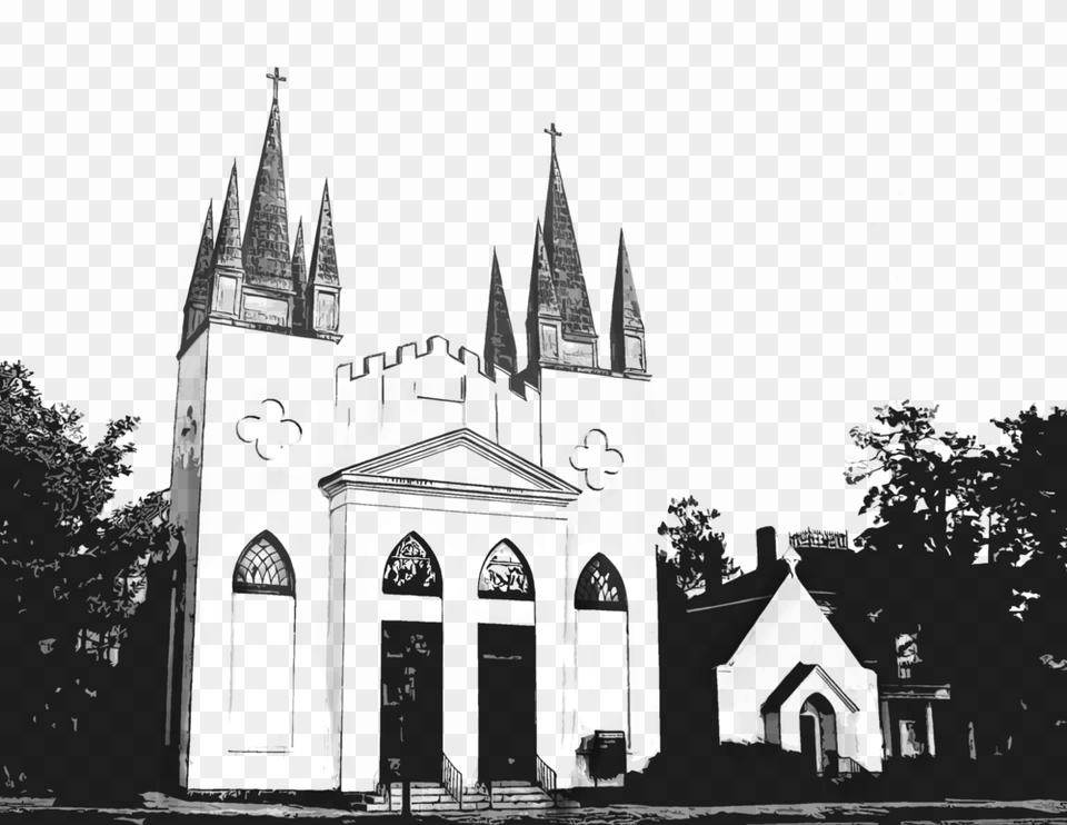 Line Drawing Of Church, Gray Free Png
