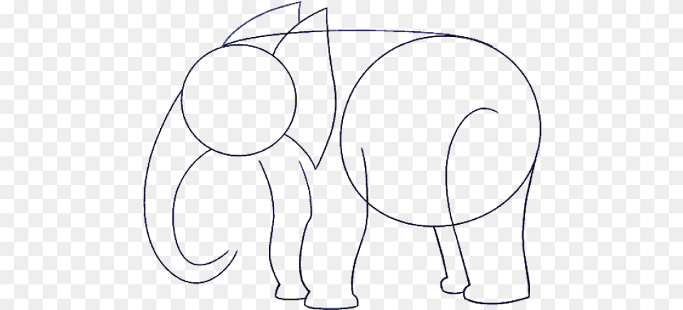 Line Drawing Of Elephant Drawing, Animal, Mammal, Wildlife Png Image