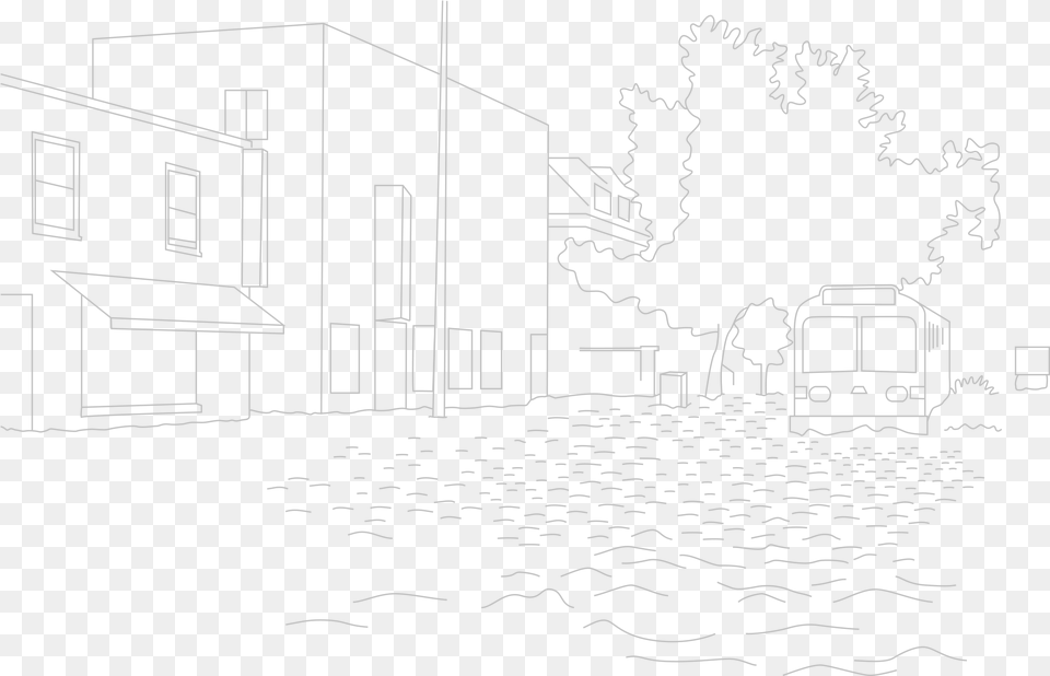 Line Drawing Of Green Street Sketch, Road, Urban, City, Alley Png Image