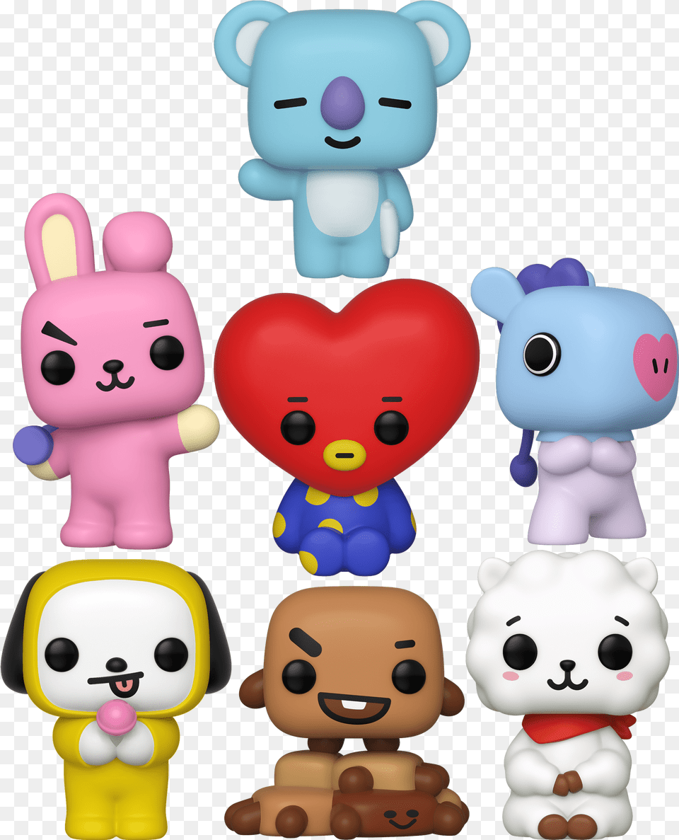 Line Friends Funko Pop Vinyl Bundle Set Of 7 Bt21 Funko Pop, Toy, Plush, Face, Head Png