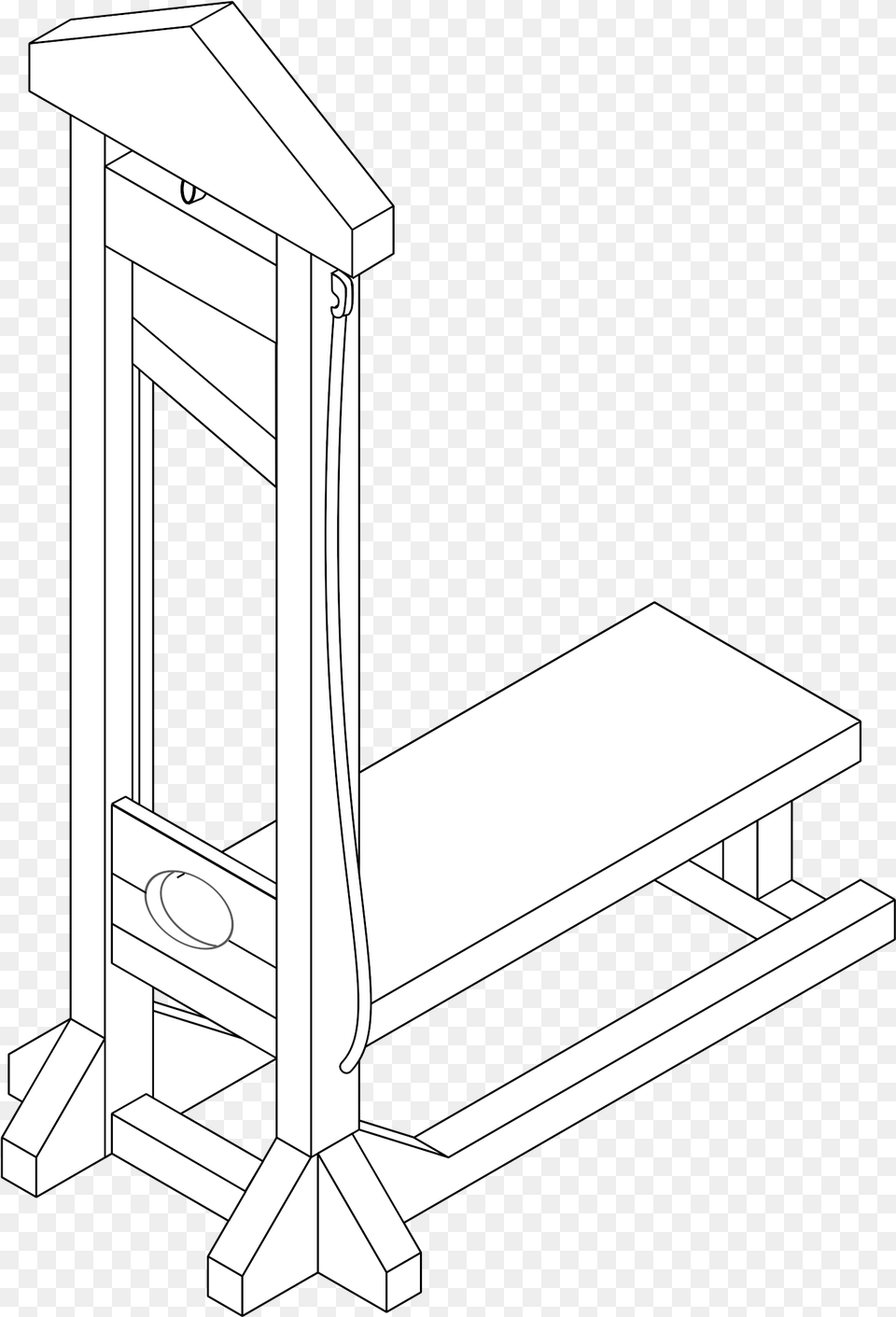 Line Isomeric Drawing Of A Guillotine Transparency, Furniture, Bed Free Png