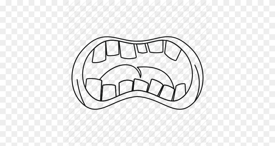 Line Monster Mouth Outline Teeth Thin Zombie Icon, Text, Computer Hardware, Electronics, Hardware Png