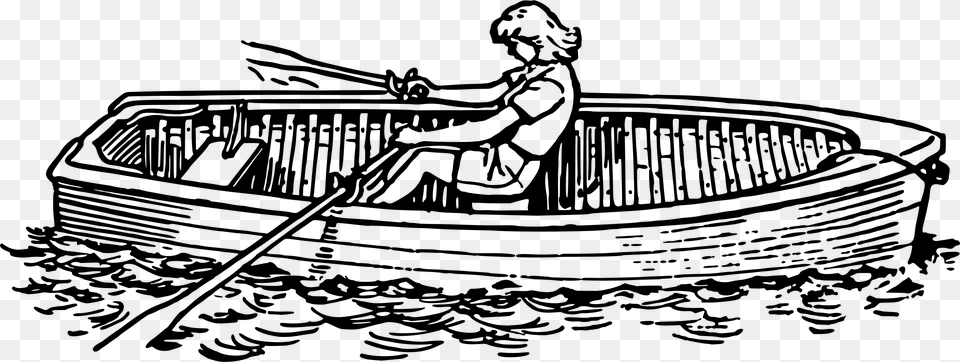 Line Rowing A Boat Clipart Black And White, Gray Free Png Download