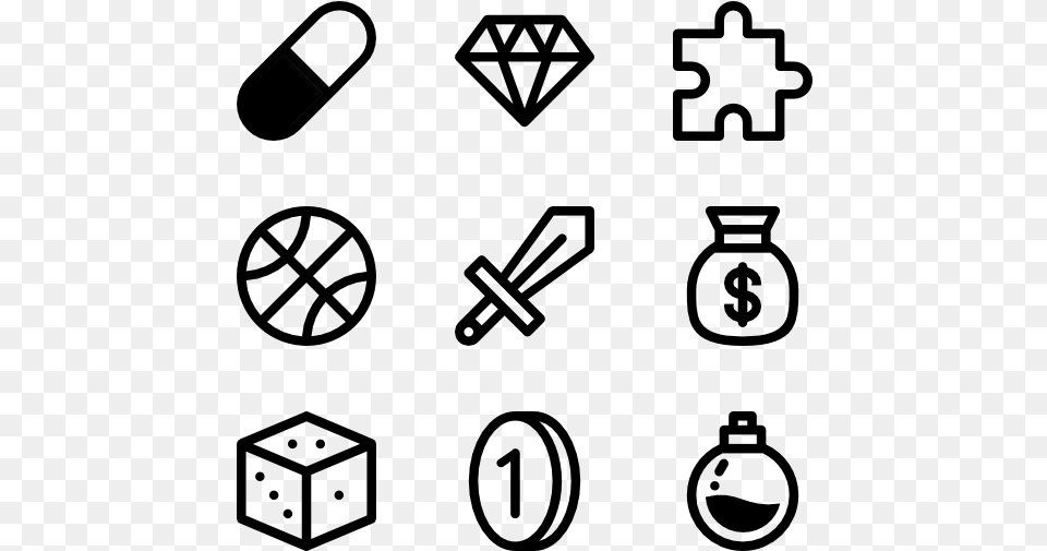 Linear Gaming Icons Hand Drawing Icon, Gray Free Png Download