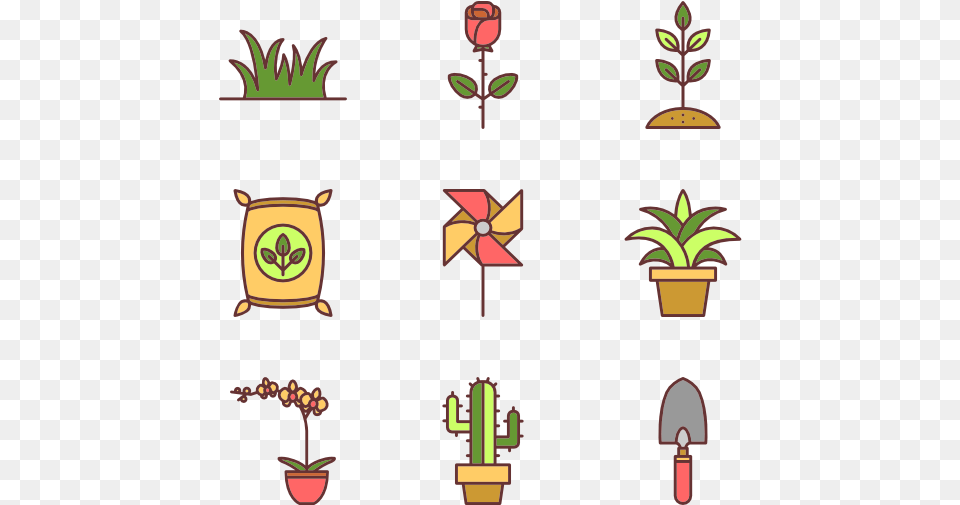 Linear Gardening Elements Icon Design, Plant, Potted Plant Free Png