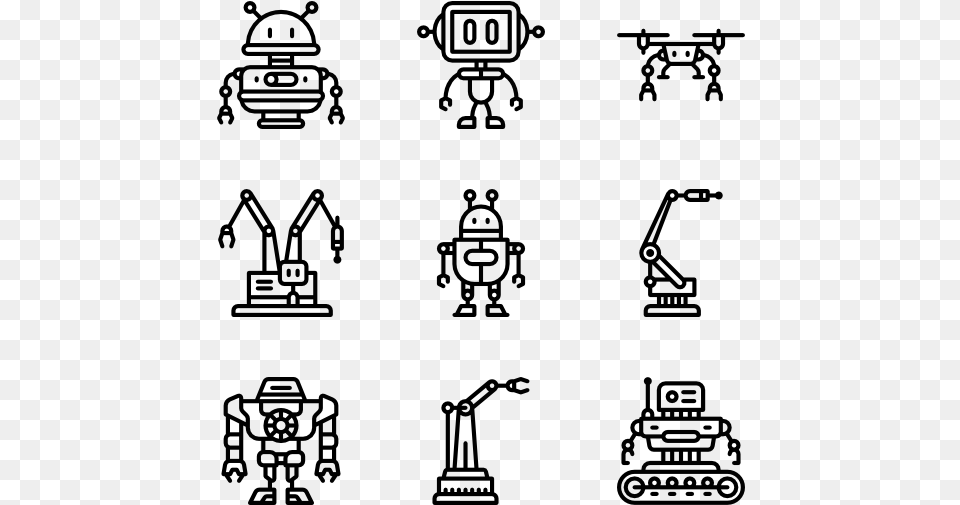 Linear Robot Pictograms Robot Top View Icon, Gray Free Png Download