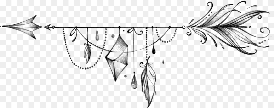 Lineart Arrow Hipster Ftestickers Boho Arrow Background, Gray Free Transparent Png