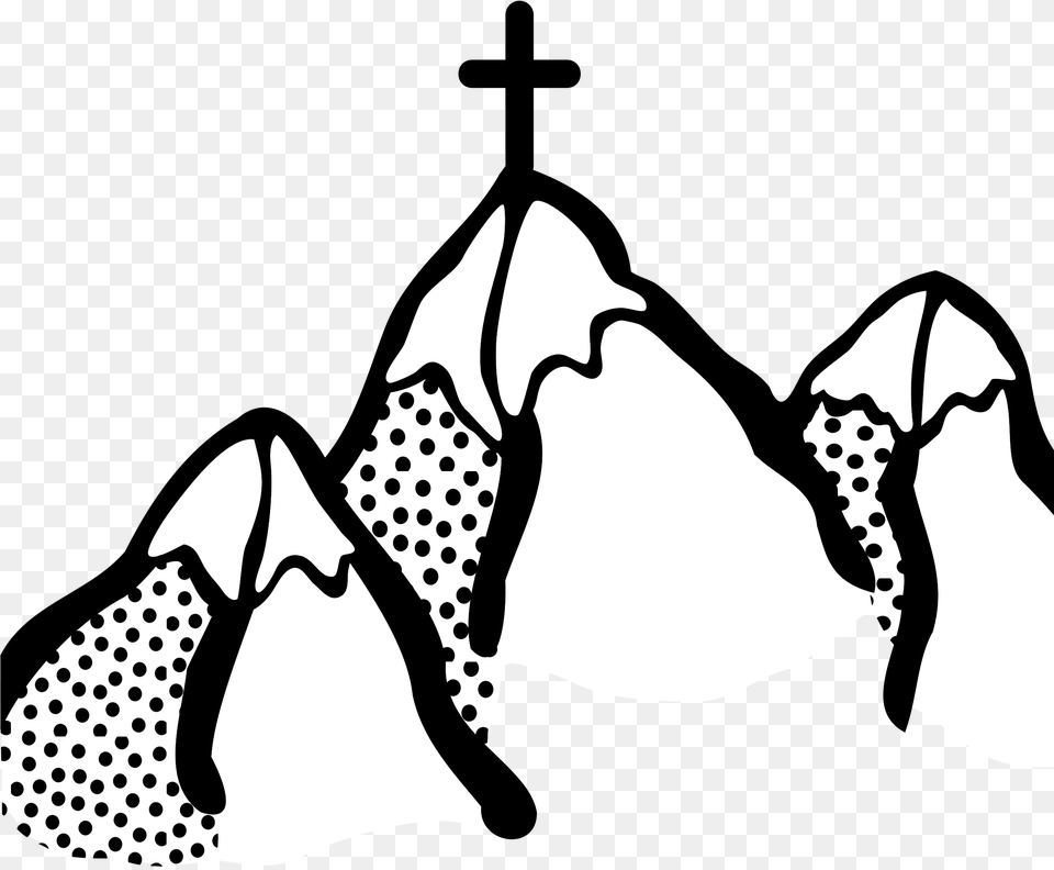 Lineart Clip Arts Cross On Mountain Clip Art, Stencil, Person Png