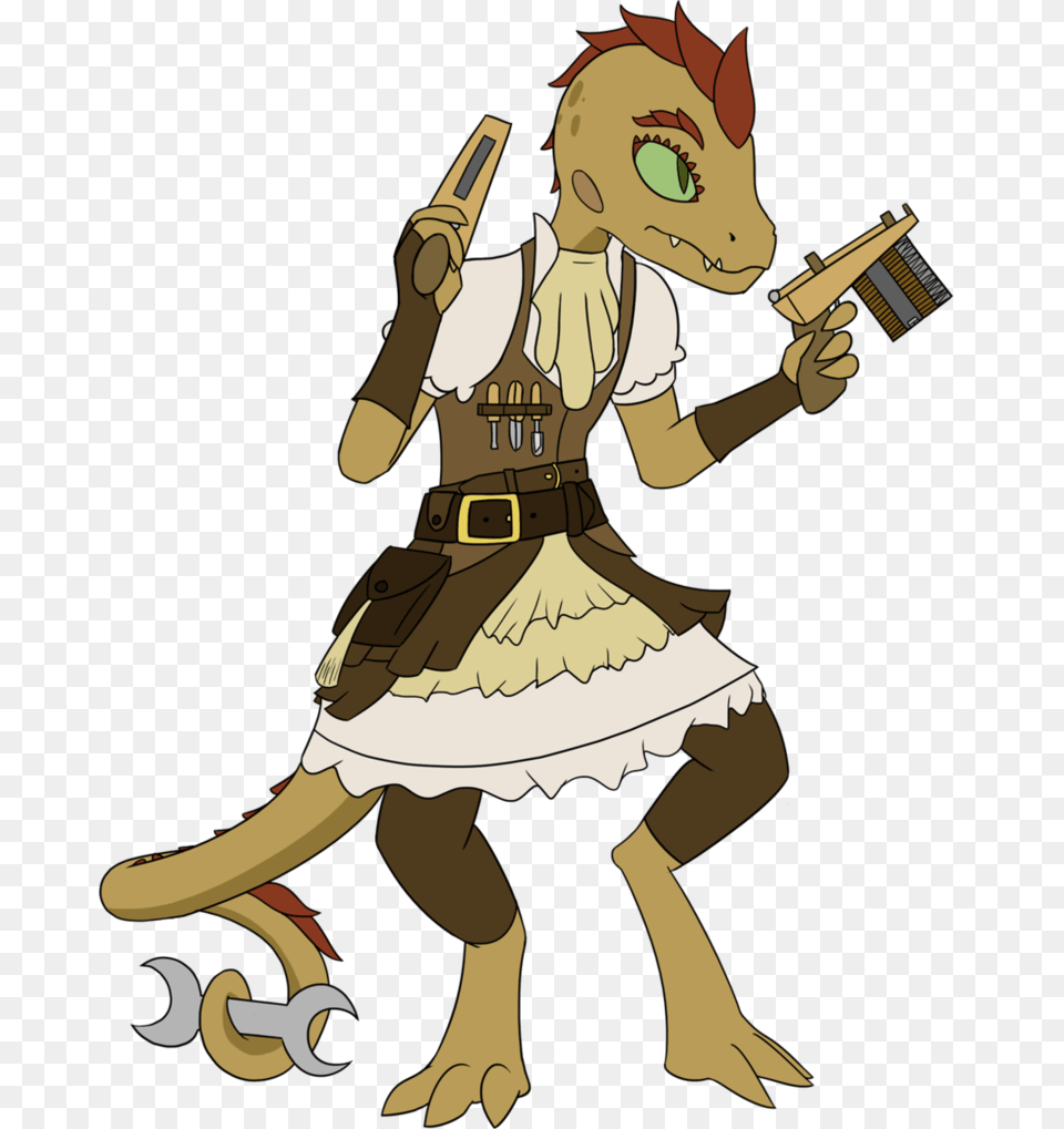 Lineart Female Kobold And A Human, Baby, Person, Book, Comics Free Png