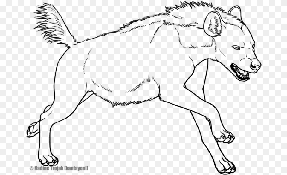 Lineart Happy Hyena By Crazycrocuta Hyena Lineart, Gray Free Transparent Png