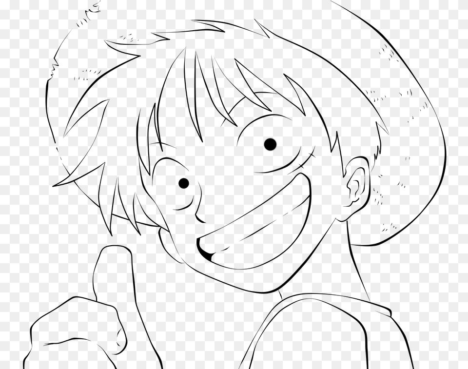 Lineart Monkey Head Luffy One Piece Desenho, Nature, Night, Outdoors Free Png