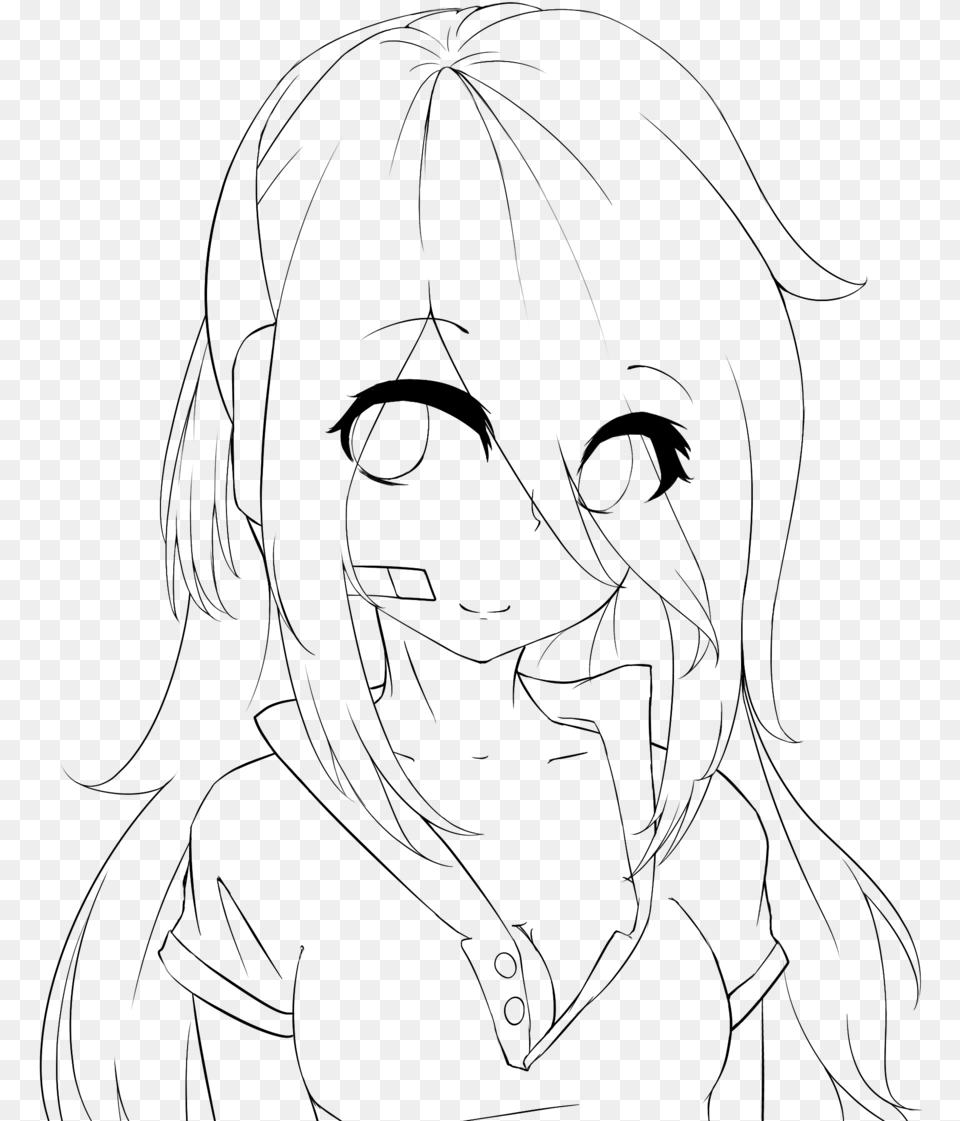 Lineart Practice Girl Deadlox By Holdspaceshift Anime Girl Lineart Base, Gray Free Png Download
