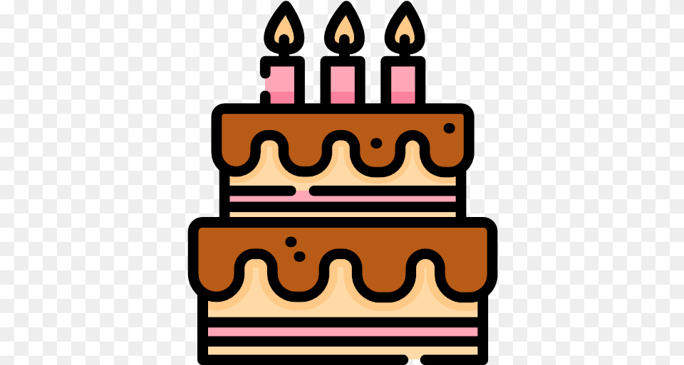 Linecolor Version Svg Birthday Cake Icon, Food, Birthday Cake, Cream, Dessert Free Png
