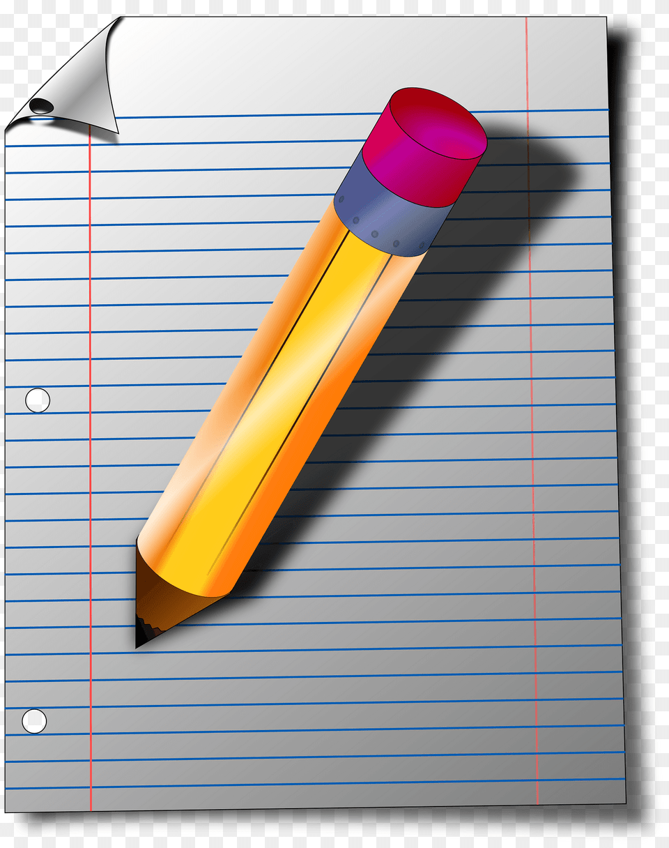 Lined Paper And Yellow Pencil Clipart, Dynamite, Weapon Png Image